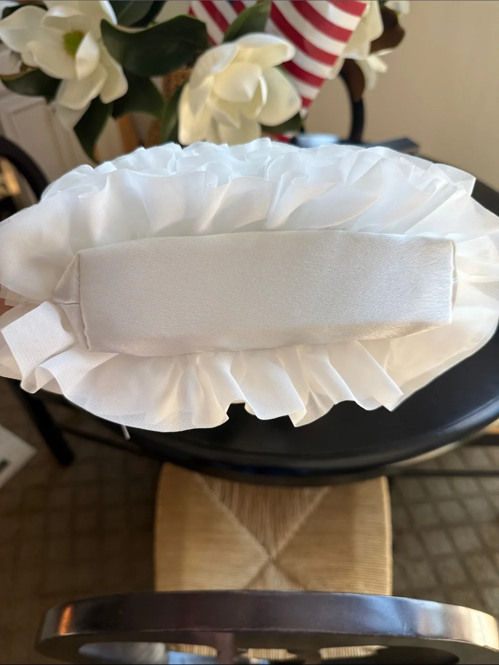 Sincerly Jules White Ruffle Clutch with Crystal Handle